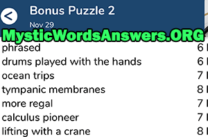 November 29th 7 little words bonus answers
