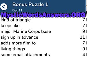 December 11th 7 little words bonus answers