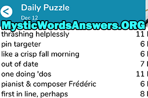 December 12th 7 little words answers