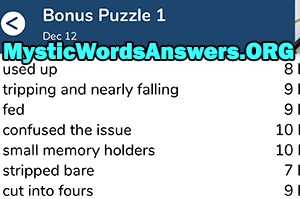 December 12th 7 little words bonus answers