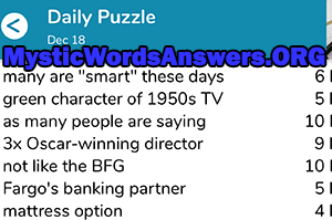 December 18th 7 little words answers