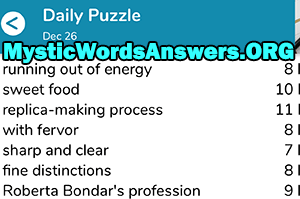 December 26th 7 little words answers