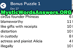 December 27th 7 little words bonus answers