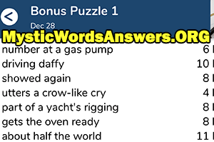 December 28th 7 little words bonus answers