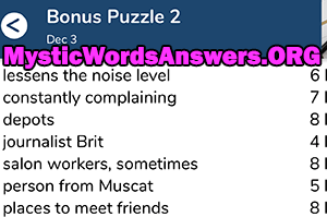 December 3rd 7 little words bonus answers