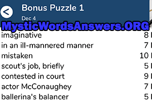 December 4th 7 little words bonus answers