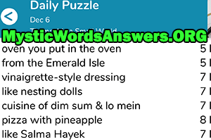 December 6th 7 little words answers
