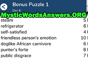 December 6th 7 little words bonus answers