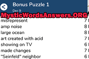 December 9th 7 little words bonus answers