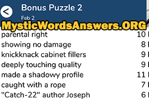 February 2nd 7 little words bonus answers