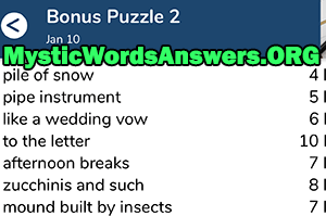 January 10th 7 little words bonus answers