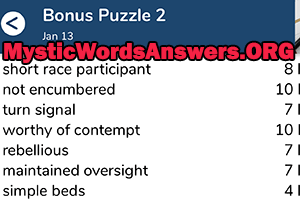 January 13th 7 little words bonus answers