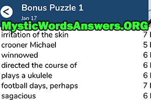 January 17th 7 little words bonus answers