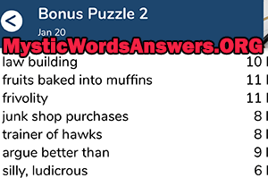 January 20th 7 little words bonus answers