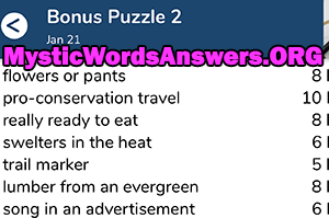 January 21st 7 little words bonus answers