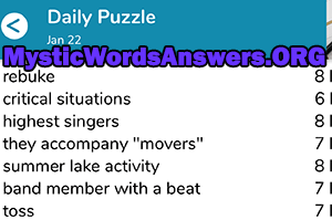 January 22nd 7 little words answers