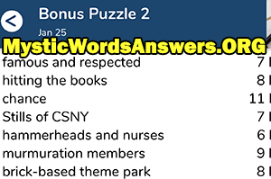 January 25th 7 little words bonus answers