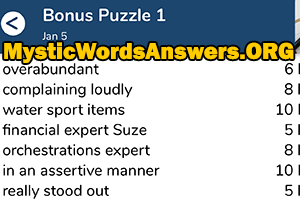 January 5th 7 little words bonus answers