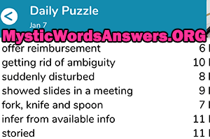 January 7th 7 little words answers