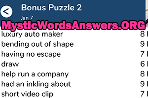January 7th 7 little words bonus answers