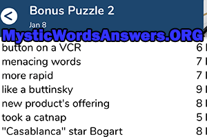 January 8th 7 little words bonus answers