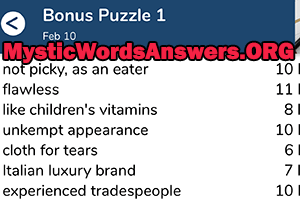 February 10th 7 little words bonus answers