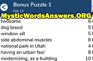 February 15th 7 little words bonus answers