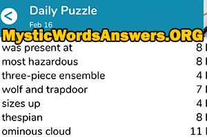 February 16th 7 little words answers