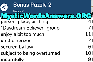 February 27th 7 little words bonus answers