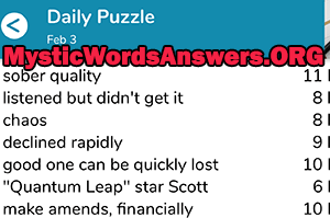 February 3rd 7 little words answers