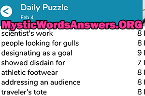 February 4th 7 little words answers