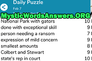February 7th 7 little words answers