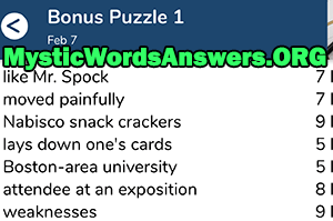 February 7th 7 little words bonus answers