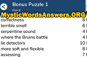 February 9th 7 little words bonus answers