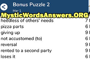 March 1st 7 little words bonus answers