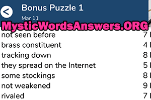 March 11th 7 little words bonus answers