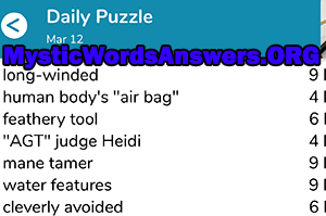 March 12th 7 little words answers