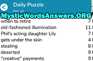 March 13th 7 little words answers