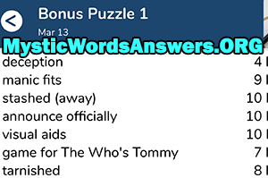 March 13th 7 little words bonus answers