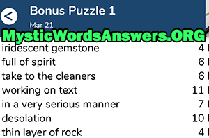 March 21th 7 little words bonus answers