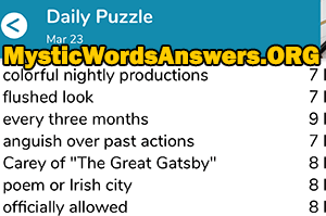 March 23rd 7 little words answers