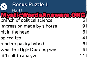 March 24th 7 little words bonus answers