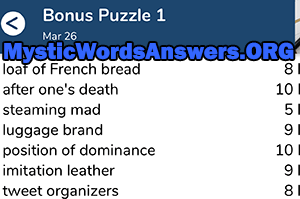 March 26th 7 little words bonus answers