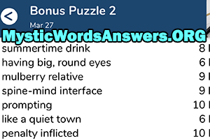 March 27th 7 little words bonus answers