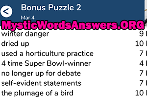 March 4th 7 little words bonus answers