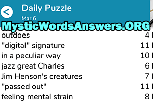 March 6th 7 little words answers