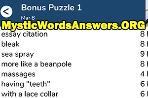 March 8th 7 little words bonus answers