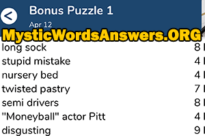 April 12th 7 little words bonus answers