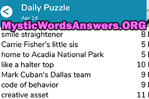 April 14th 7 little words answers
