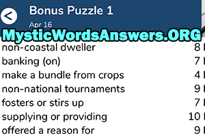 April 16th 7 little words bonus answers